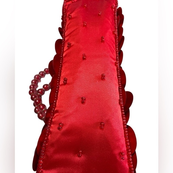 Vintage Y2K Mini Ruby Red Embellished Sequin Beaded La Regale Purse Handbag - Picture 2 of 9